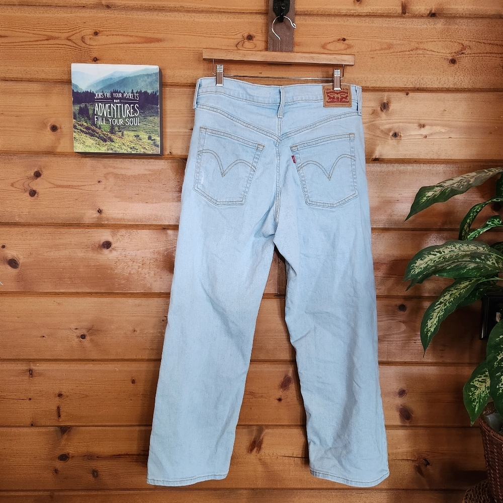 Levi's 💜 Ribcage Straight Ankle Jeans Light Wash High Rise Distressed 32 X 27"‎ - Picture 6 of 14